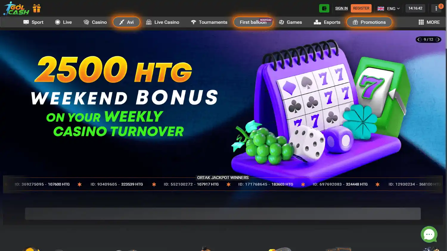 Golcash Casino screenshot 1