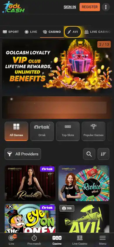 Golcash Casino screenshot 5