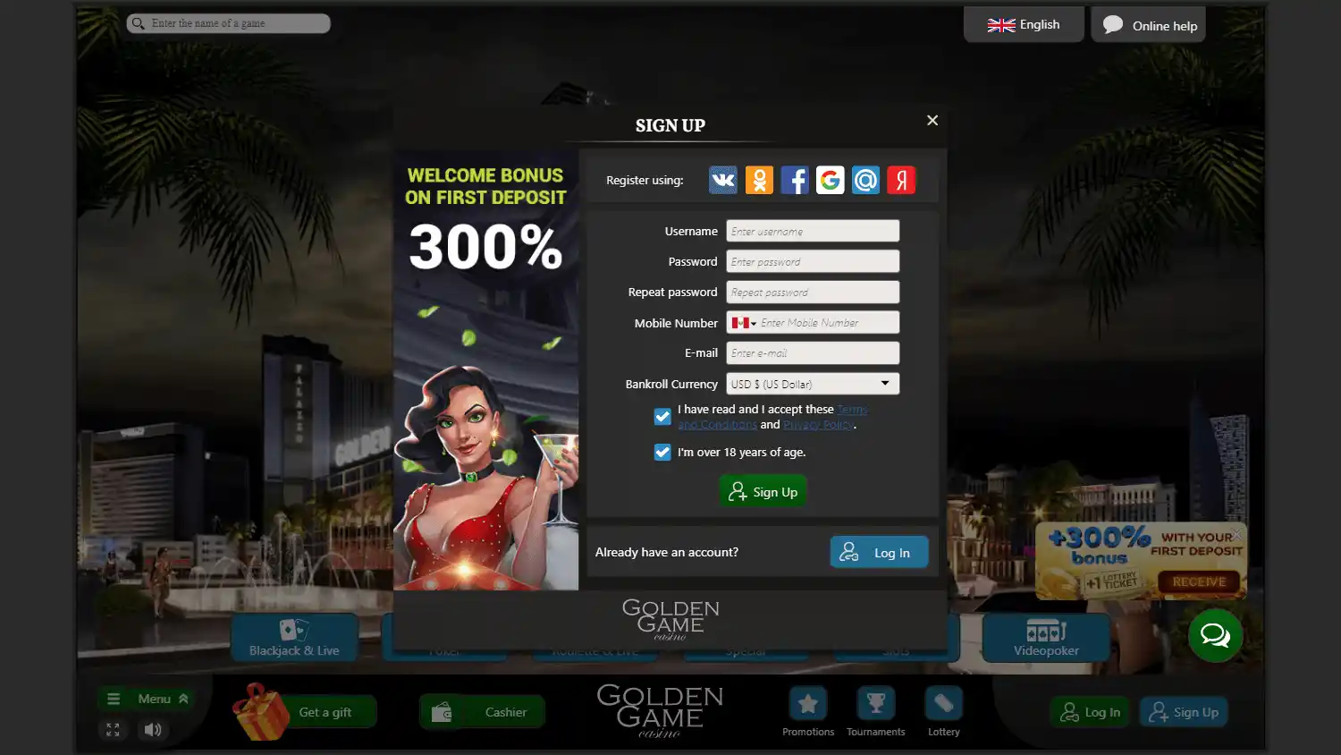 Golden Game Casino screenshot 1