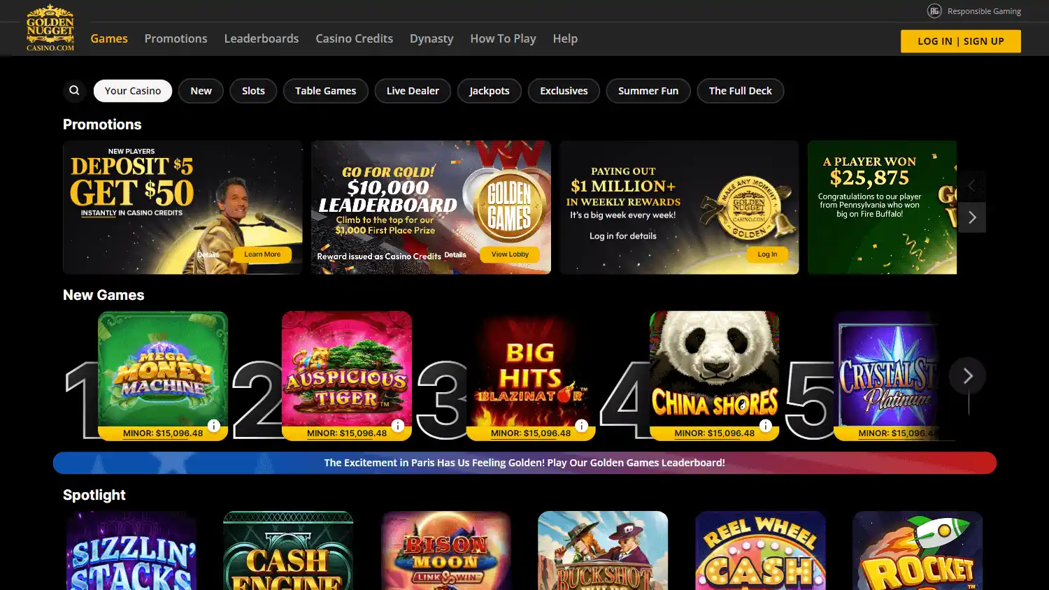 Golden Nugget Online Casino screenshot 1