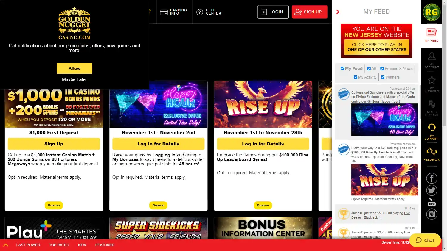 Golden Nugget Online Casino screenshot 2