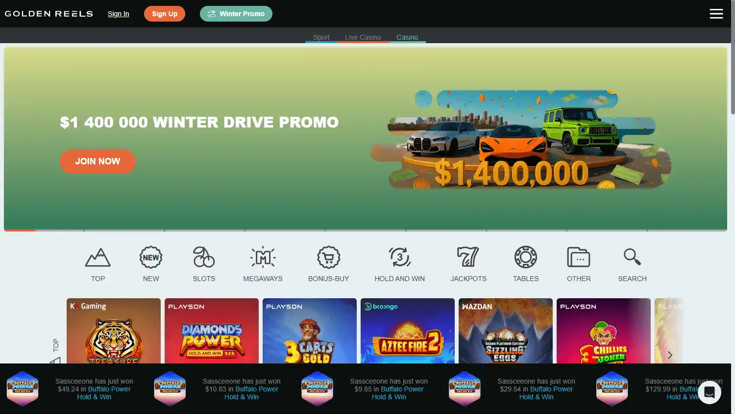 Golden Reels Casino screenshot 1