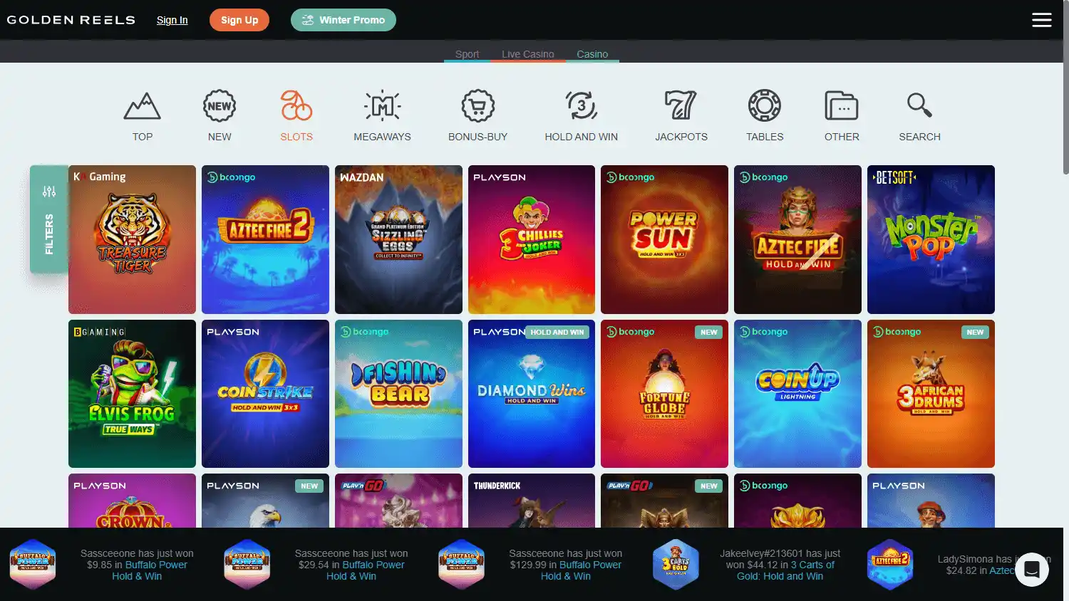 Golden Reels Casino screenshot 2