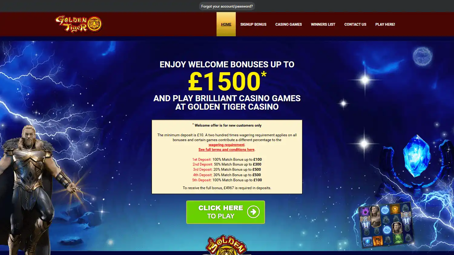 Golden Tiger Casino UK screenshot 1
