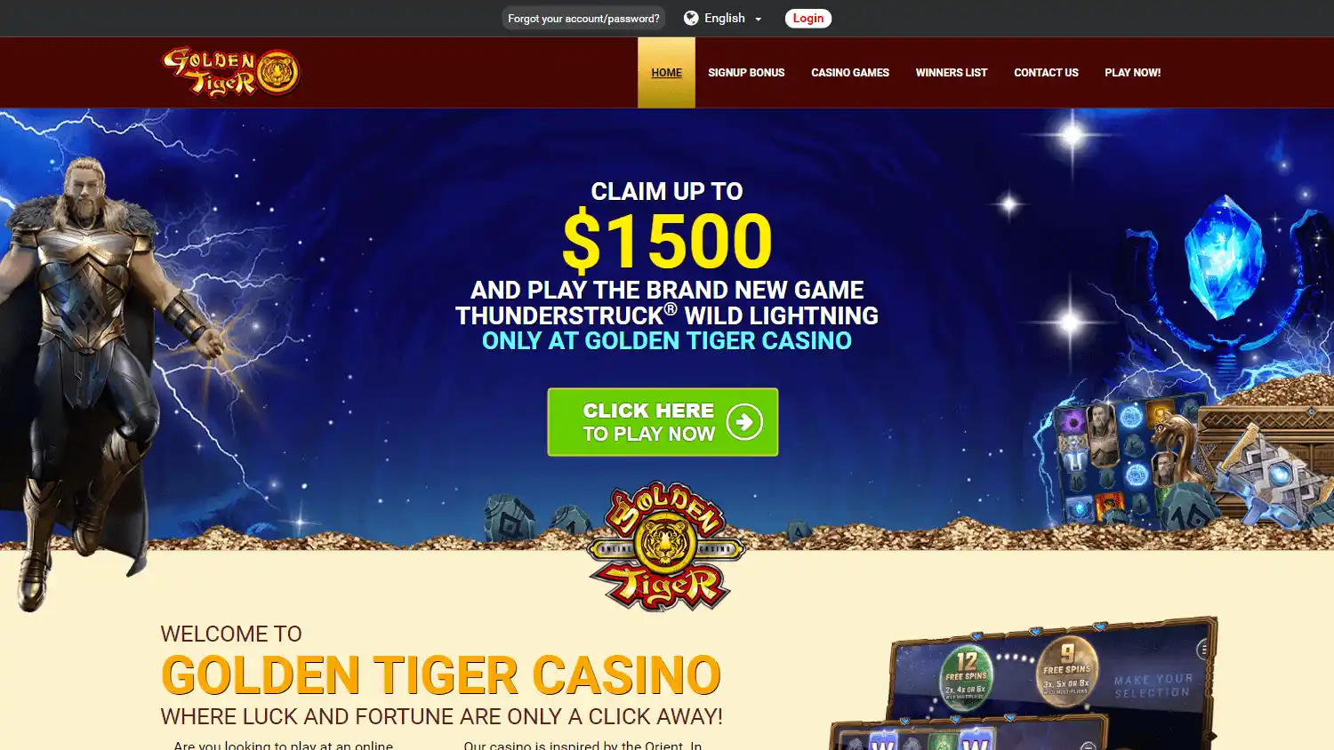 Golden Tiger Casino UK screenshot 2