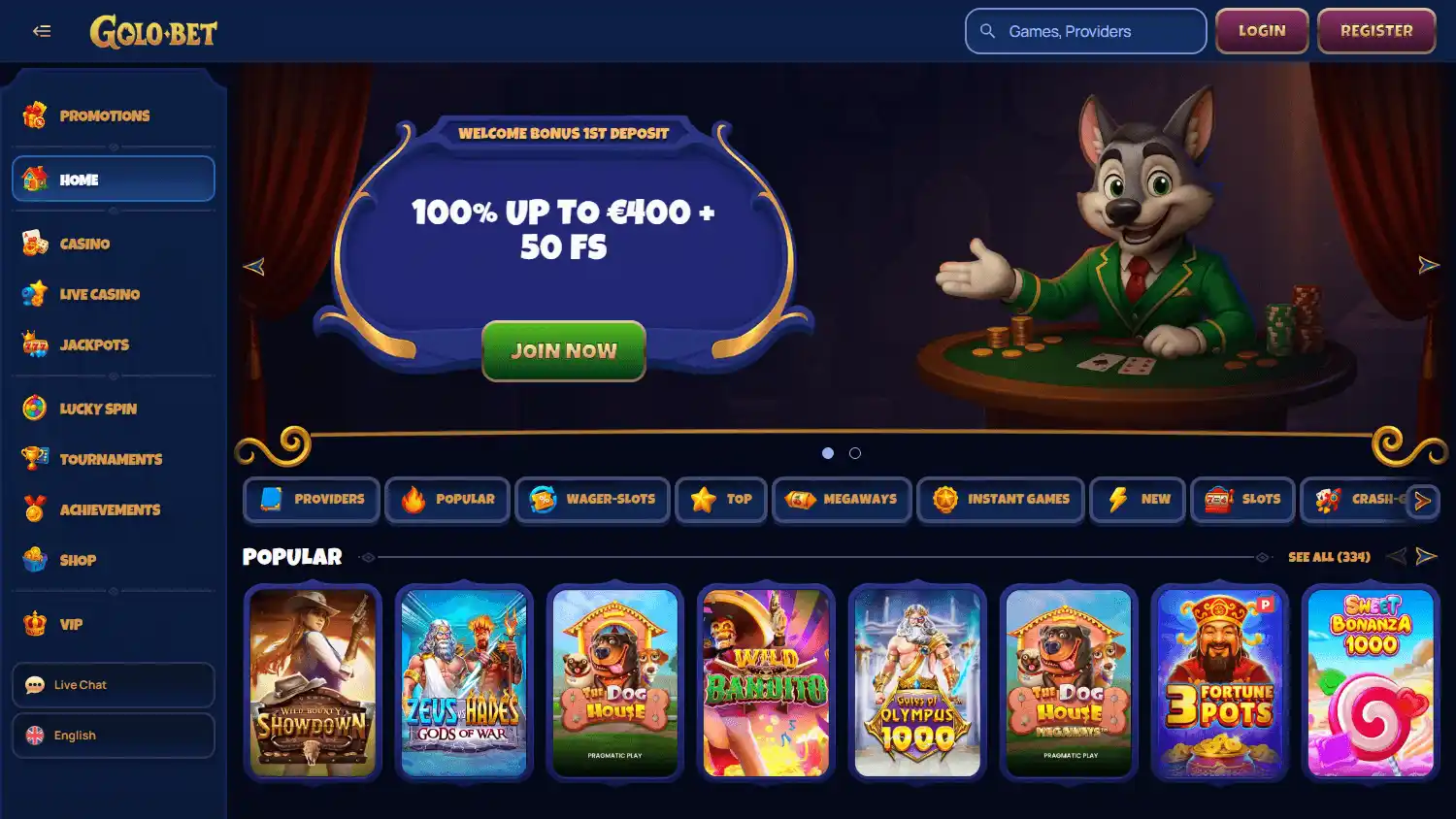 Golobet Casino screenshot 1