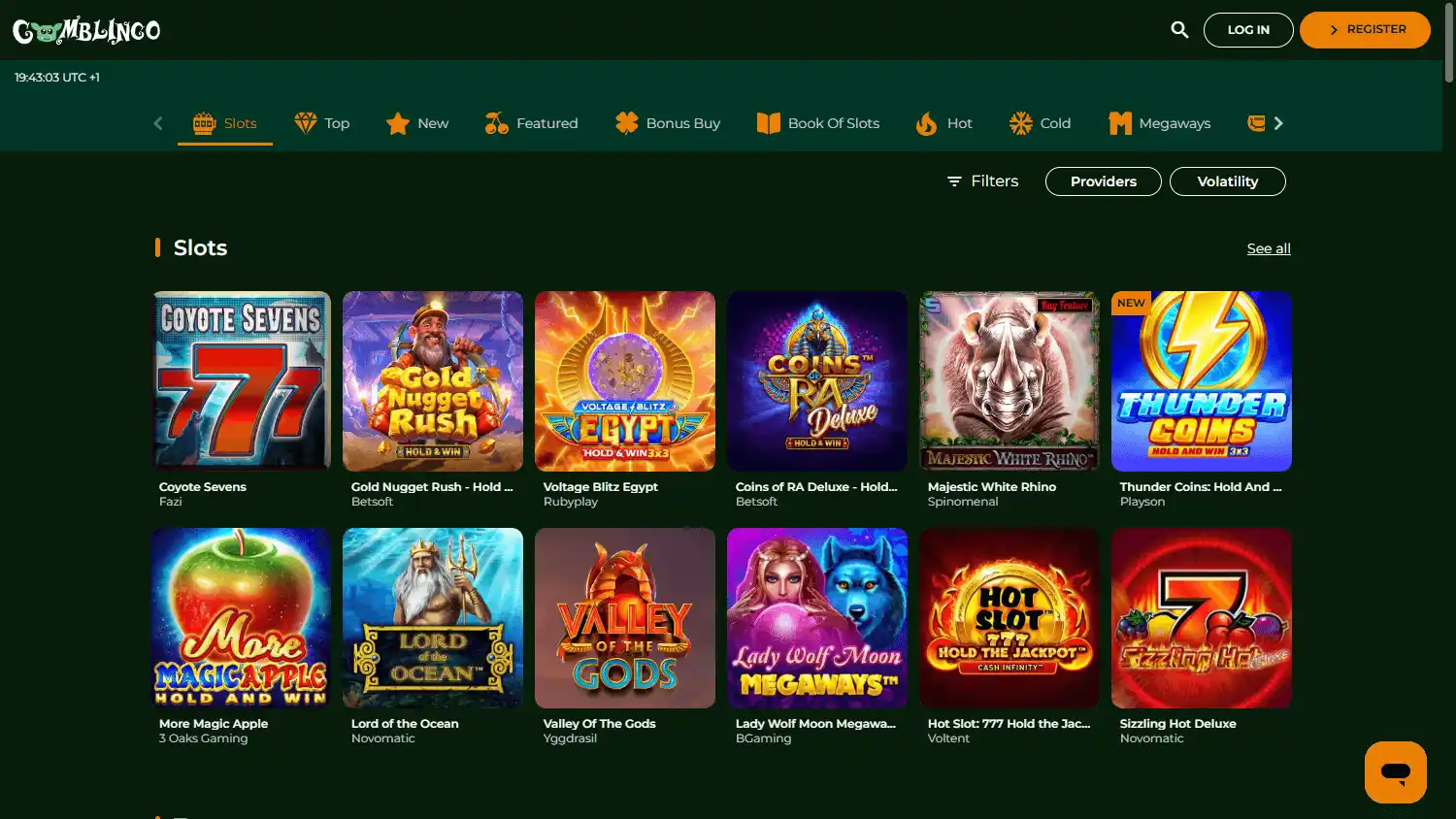 Gomblingo Casino screenshot 2
