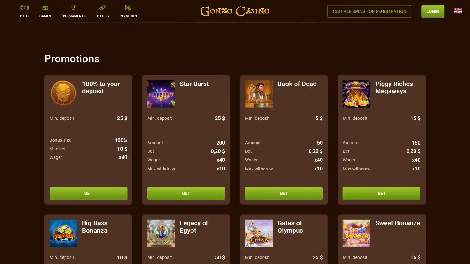 Gonzo Casino screenshot 3