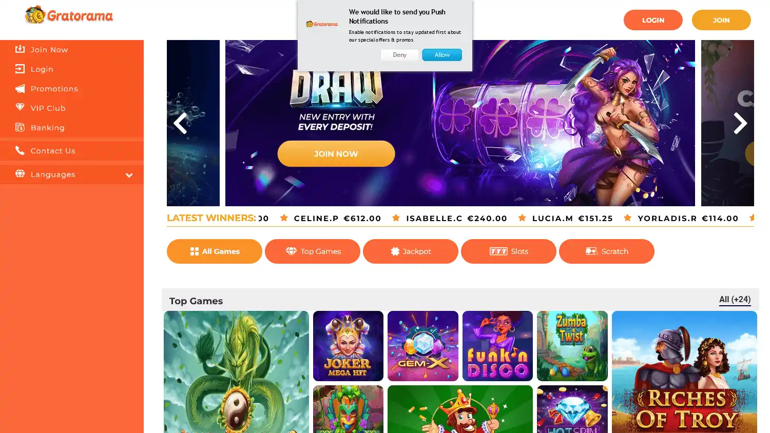 Gratorama Casino screenshot 1