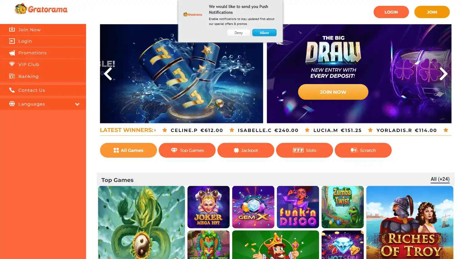 Gratorama Casino screenshot 2