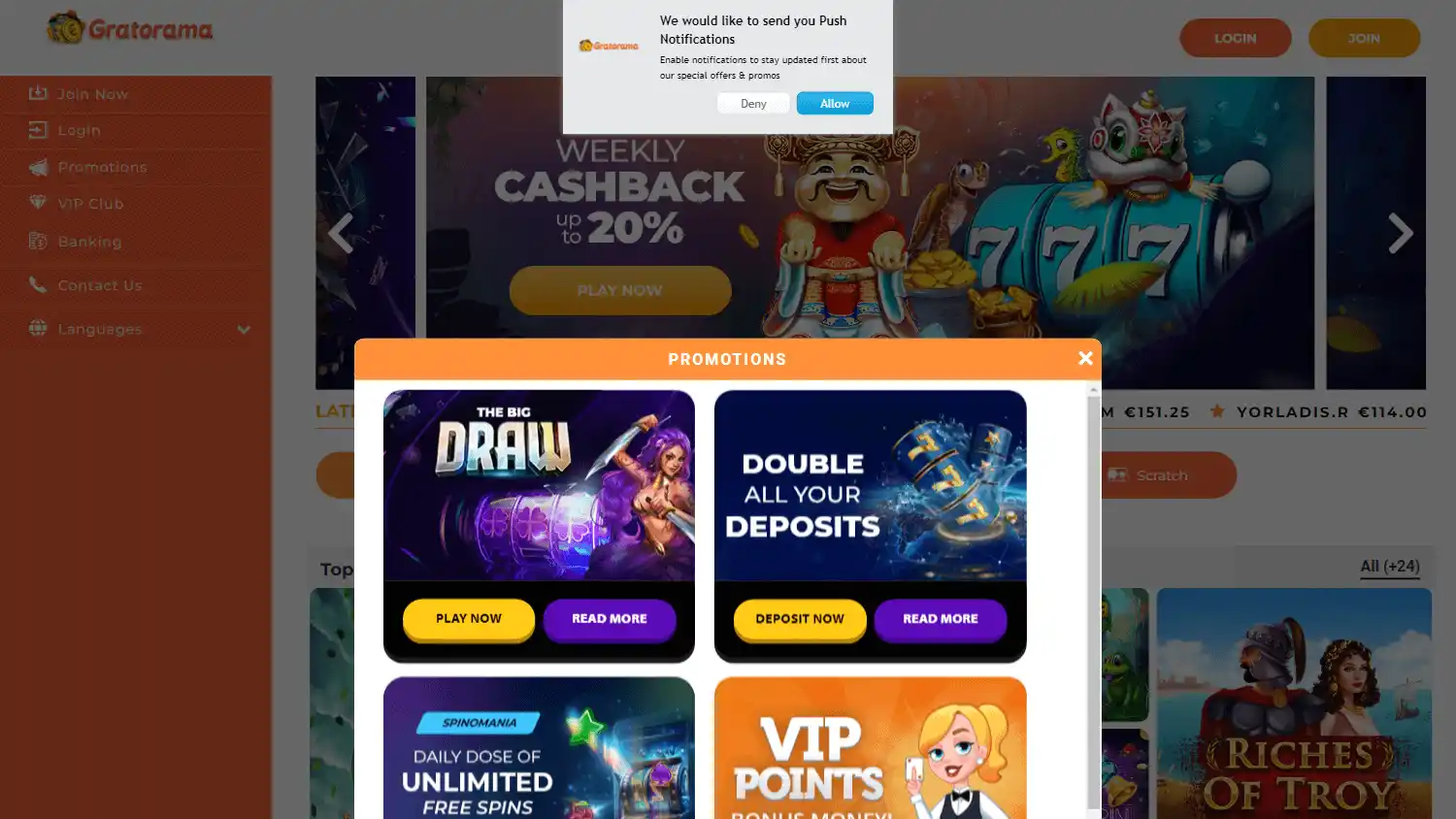Gratorama Casino screenshot 3