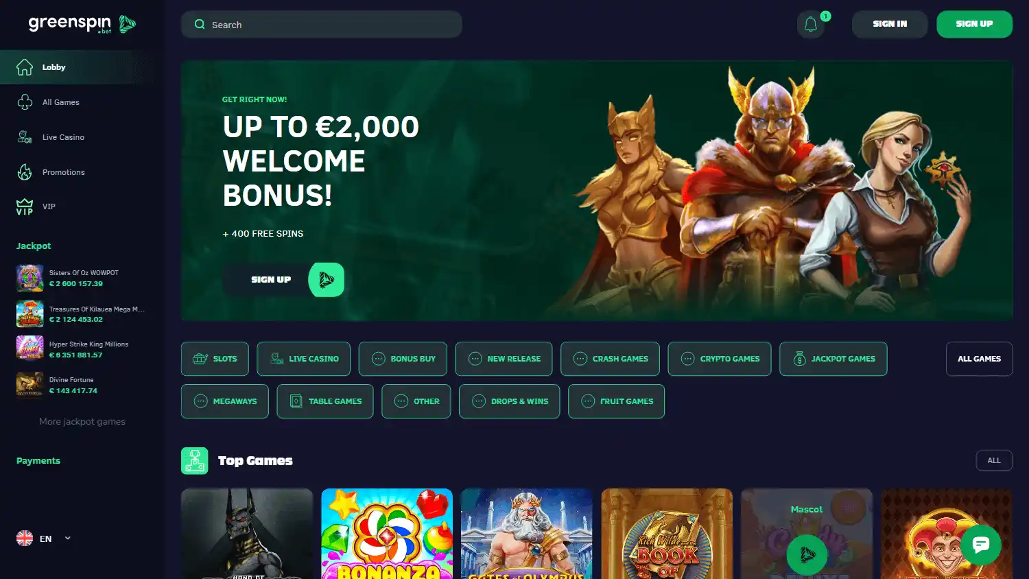 GreenSpin Casino screenshot 1