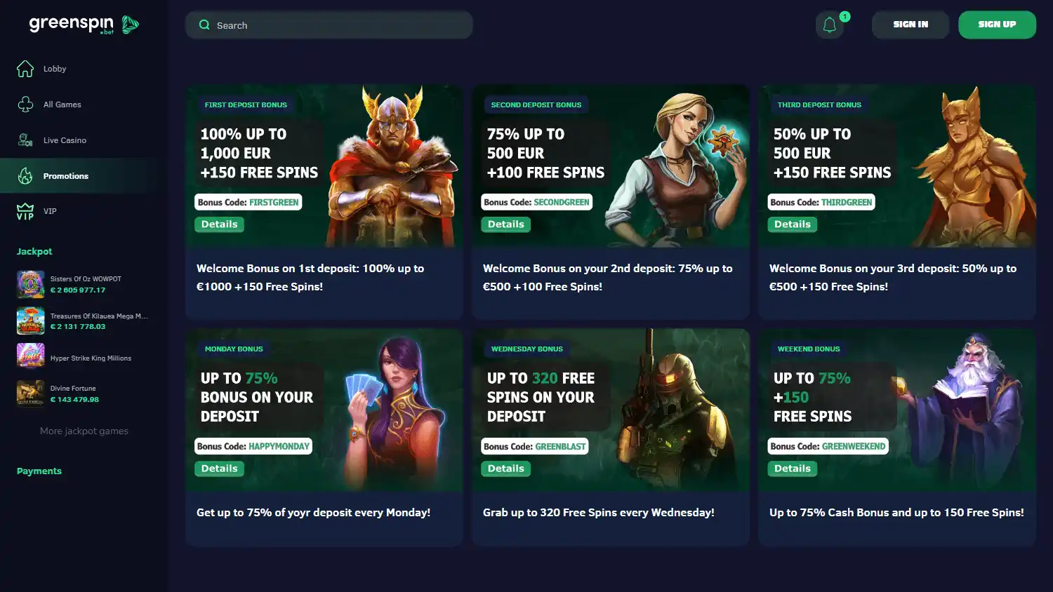 GreenSpin Casino screenshot 3