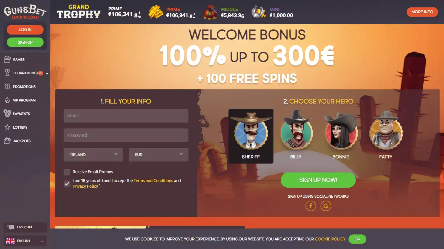 GunsBet Casino screenshot 1