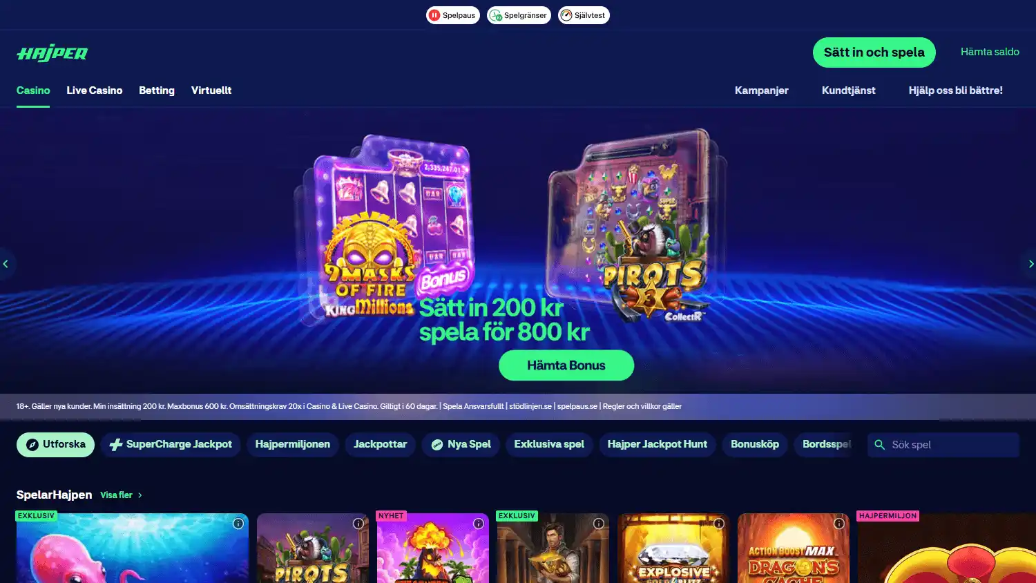 Hajper Casino screenshot 3