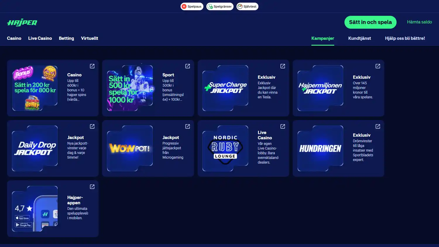 Hajper Casino screenshot 4