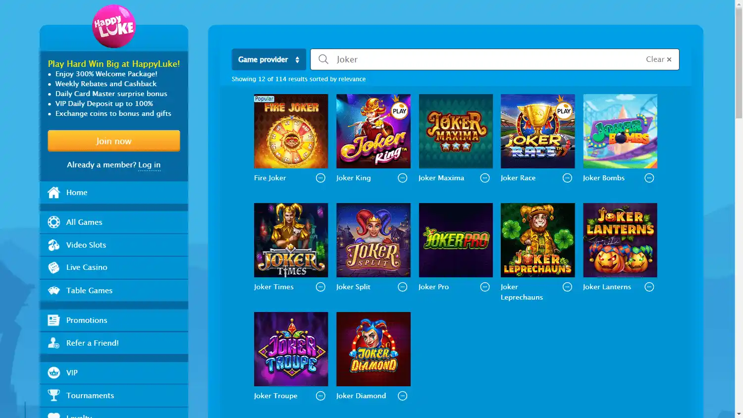 Happy Luke Casino screenshot 2