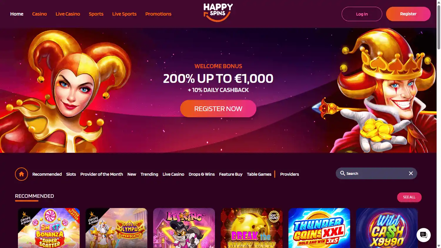 HappySpins Casino screenshot 1