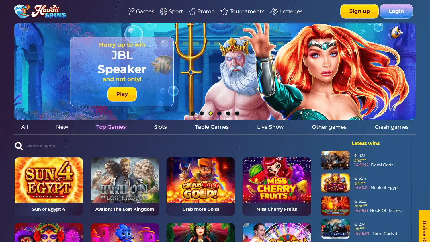 Hawaii Spins Casino screenshot 1