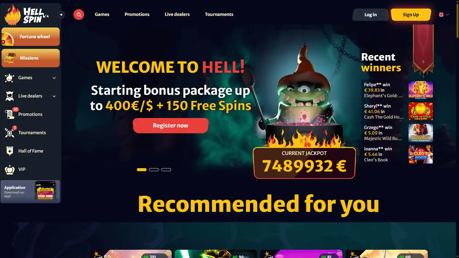 HellSpin Casino screenshot 1