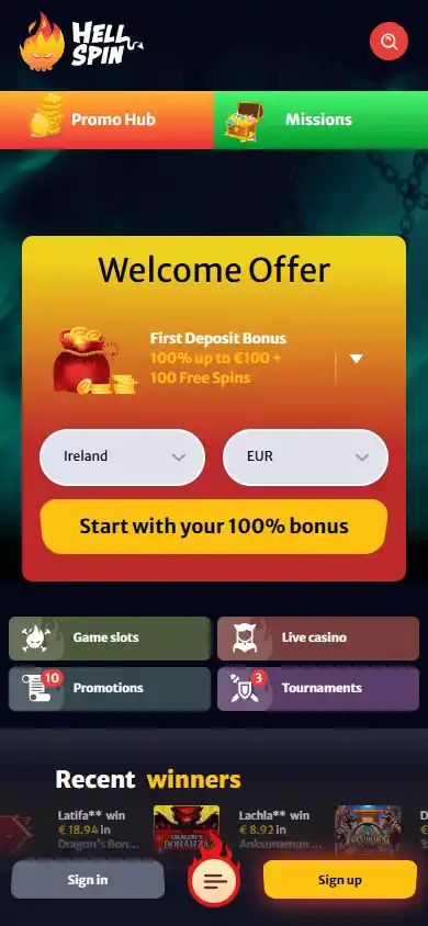 HellSpin Casino screenshot 4