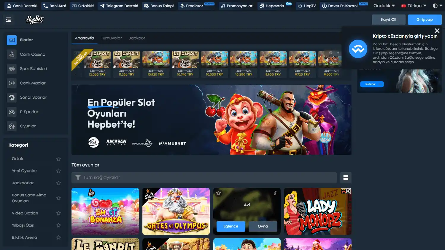 Hepbet Casino screenshot 2