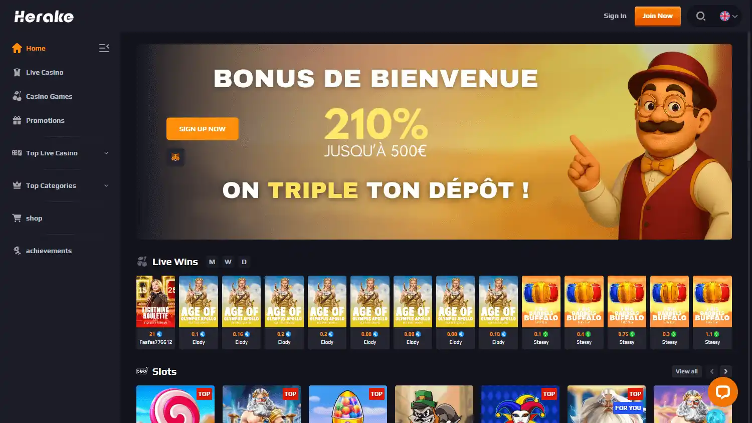 Herake Casino screenshot 1