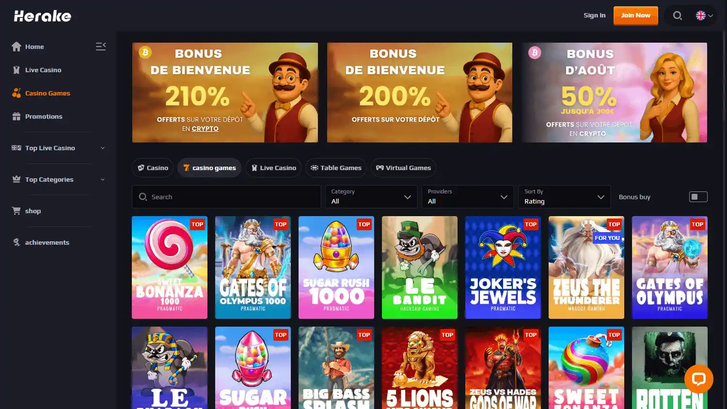 Herake Casino screenshot 2