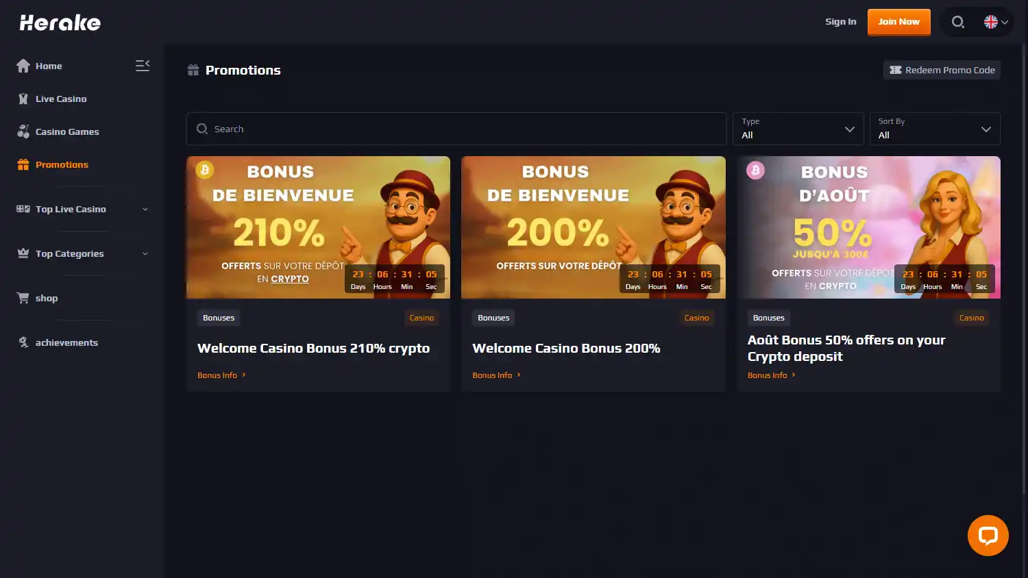 Herake Casino screenshot 3