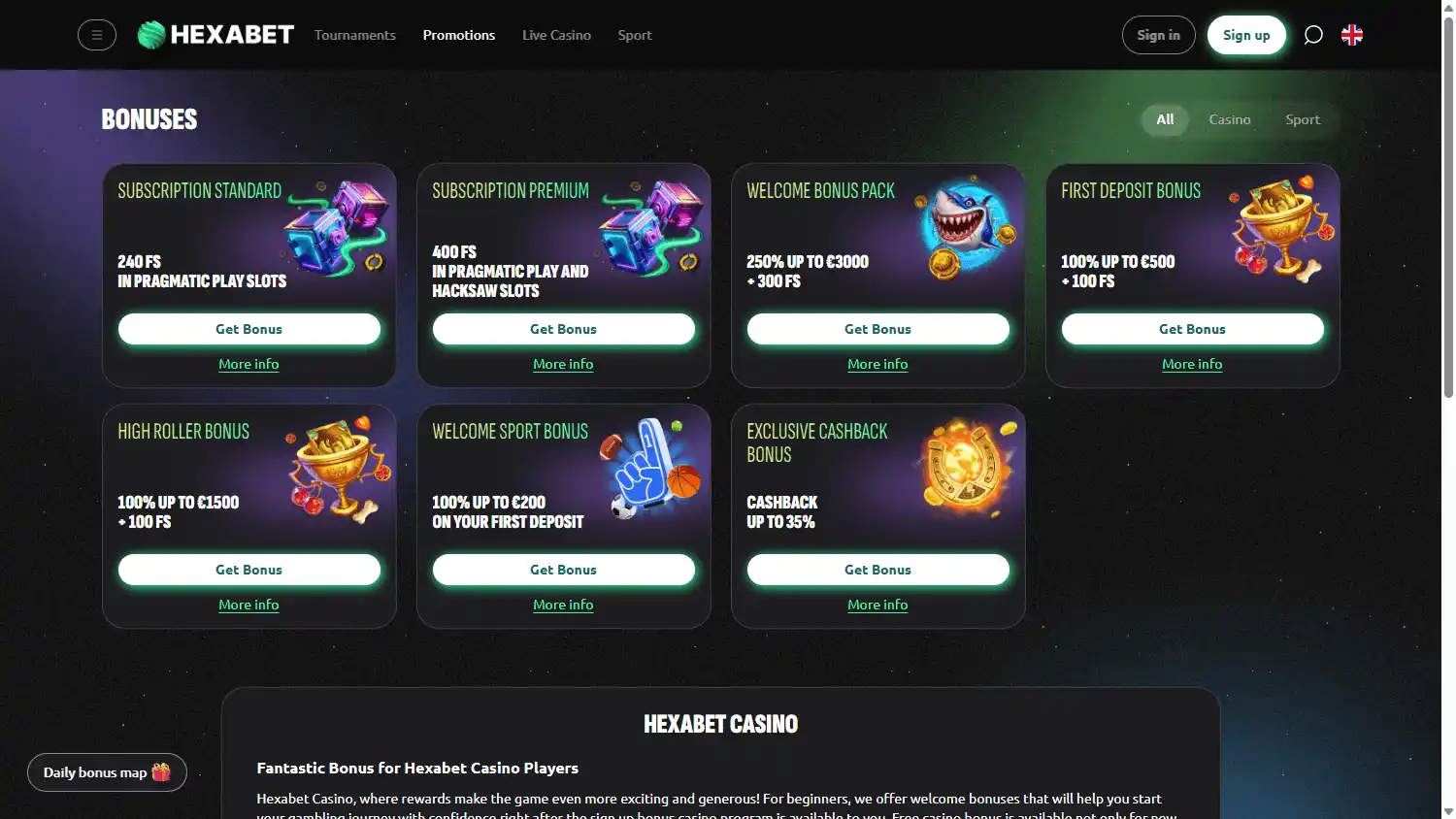 Hexabet Casino screenshot 3