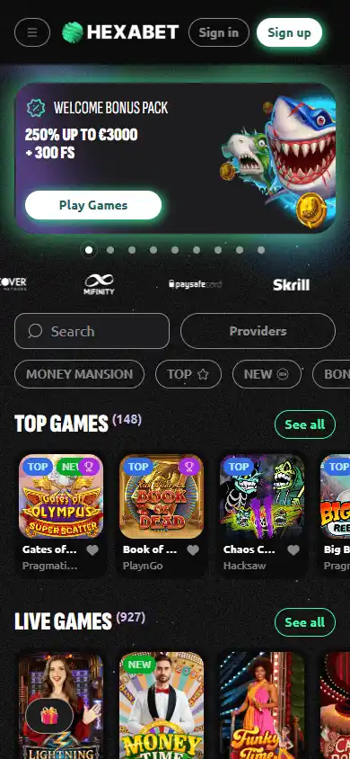 Hexabet Casino screenshot 4