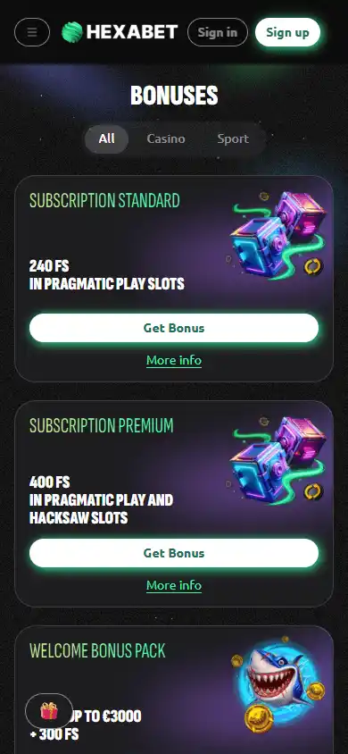 Hexabet Casino screenshot 6