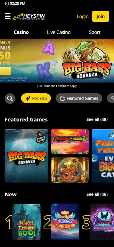 HeySpin Casino screenshot 4