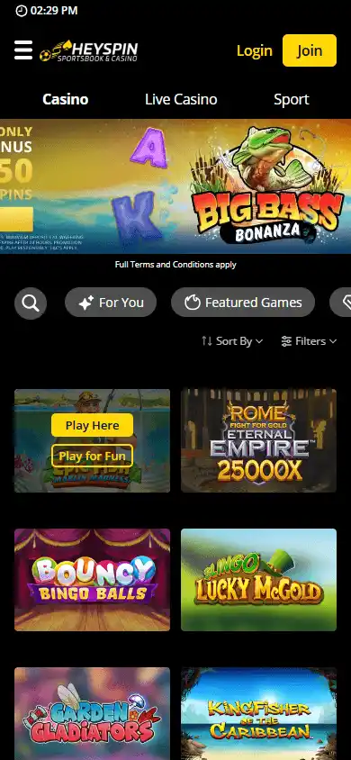 HeySpin Casino screenshot 5