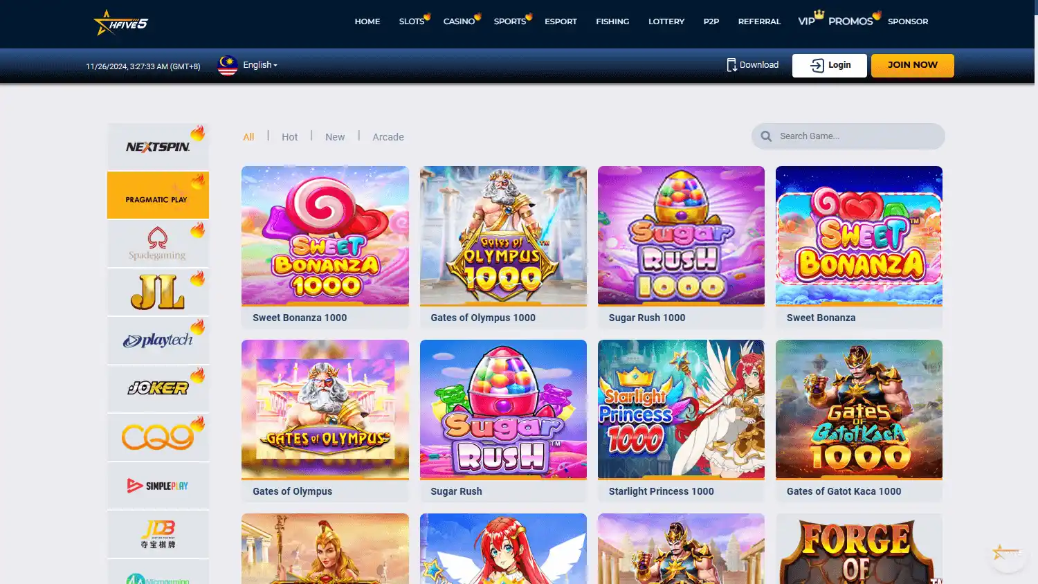 HFIVE5 Casino screenshot 2