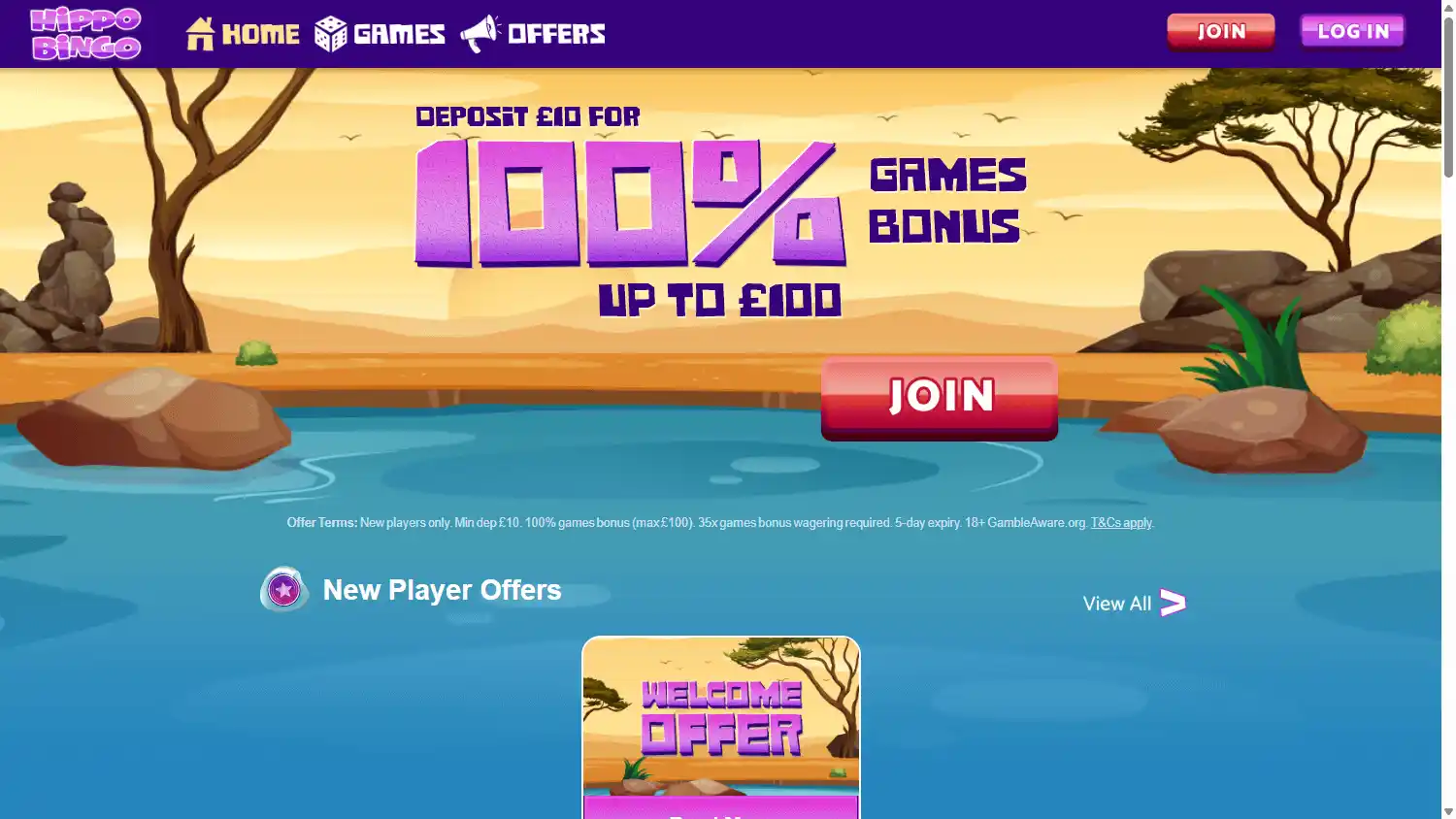 Hippo Bingo Casino screenshot 1