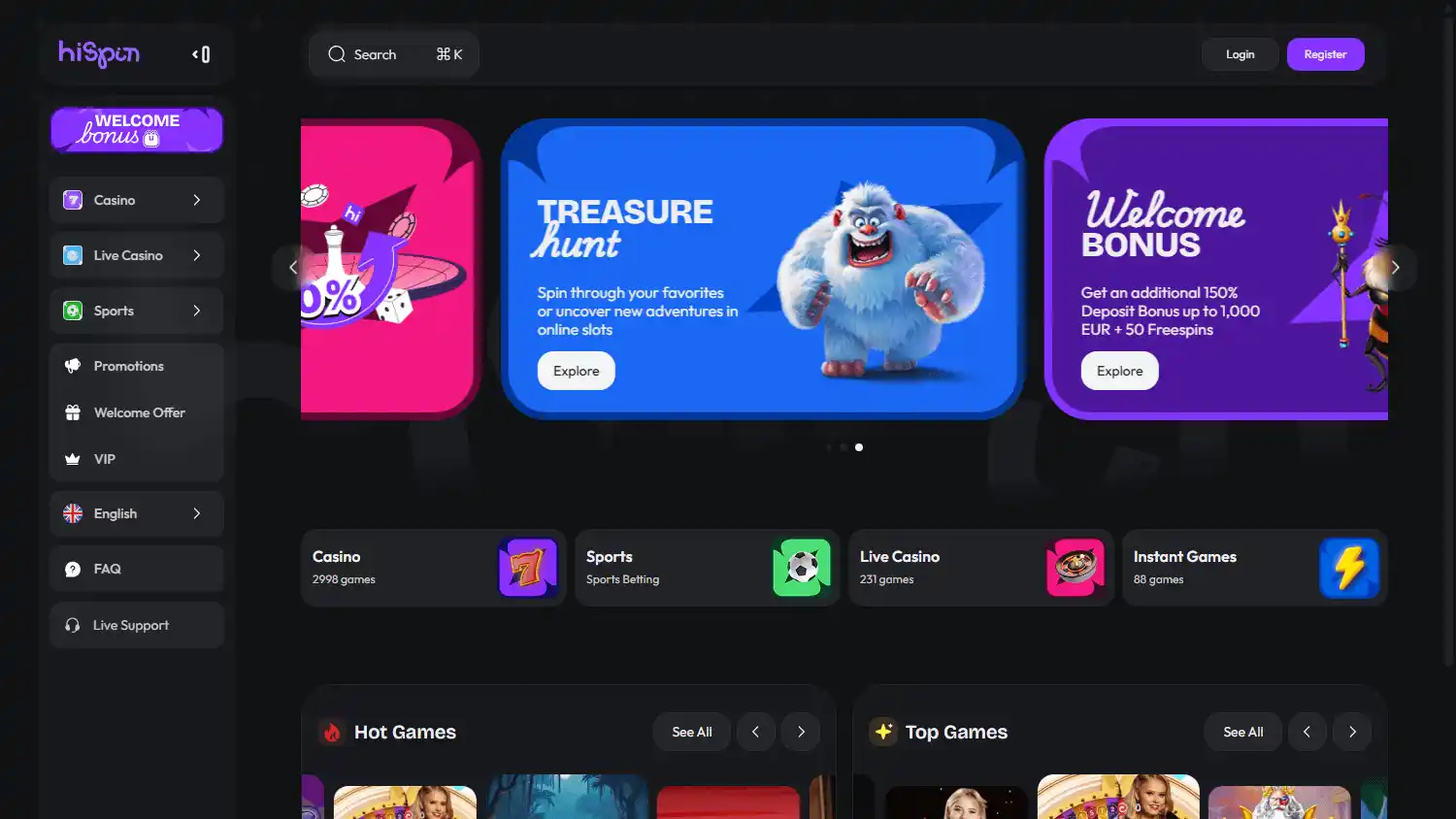 HiSpin Casino screenshot 1