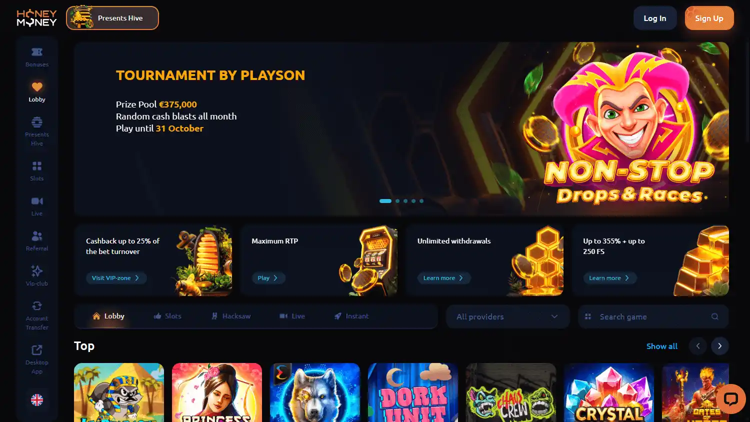 Honey Money Casino screenshot 1