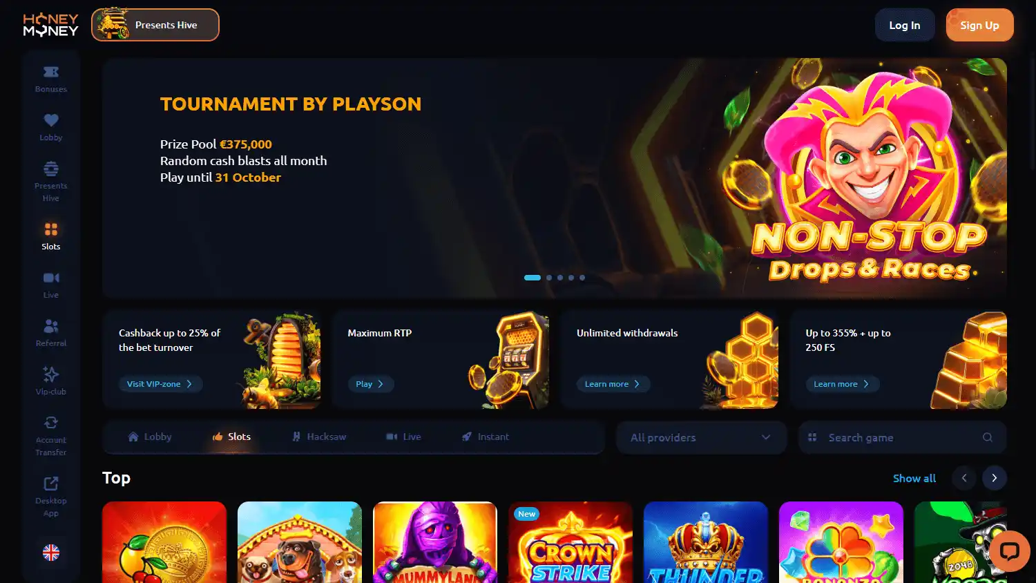 Honey Money Casino screenshot 2