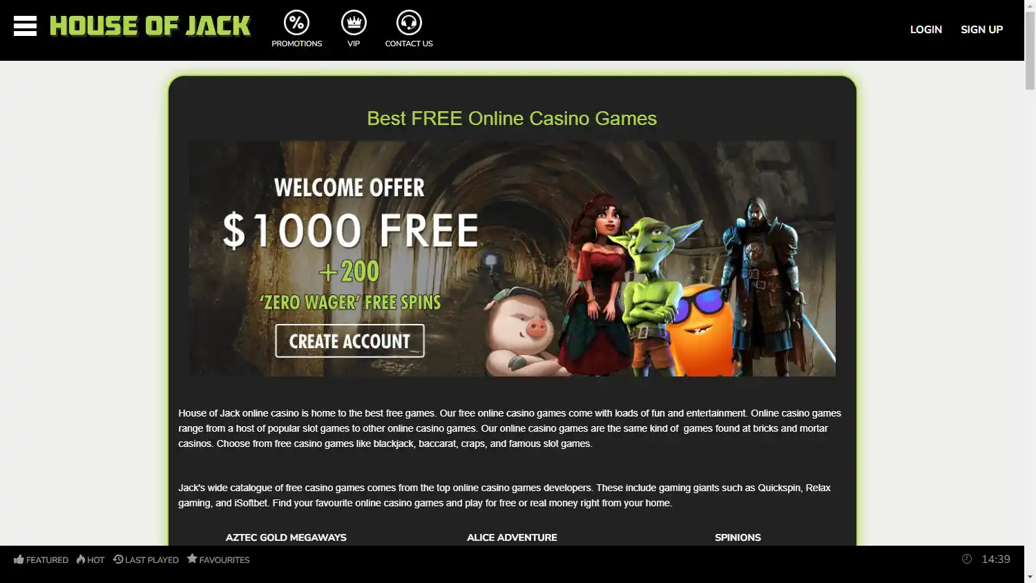 House of Jack Casino screenshot 2