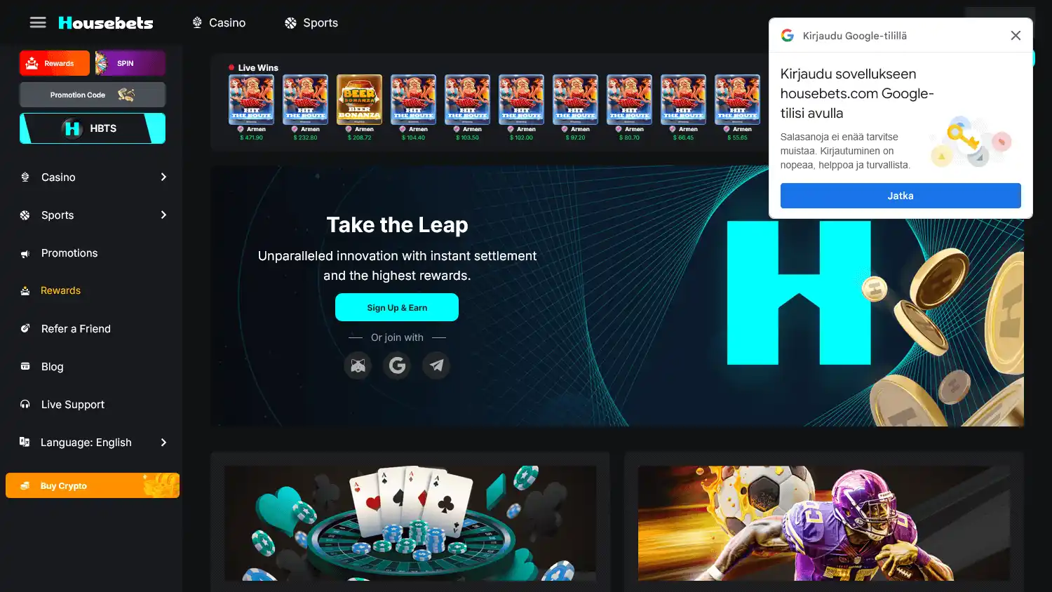 Housebets Casino screenshot 1