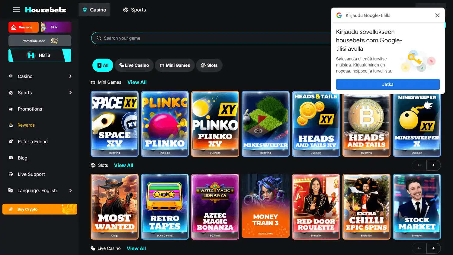Housebets Casino screenshot 2