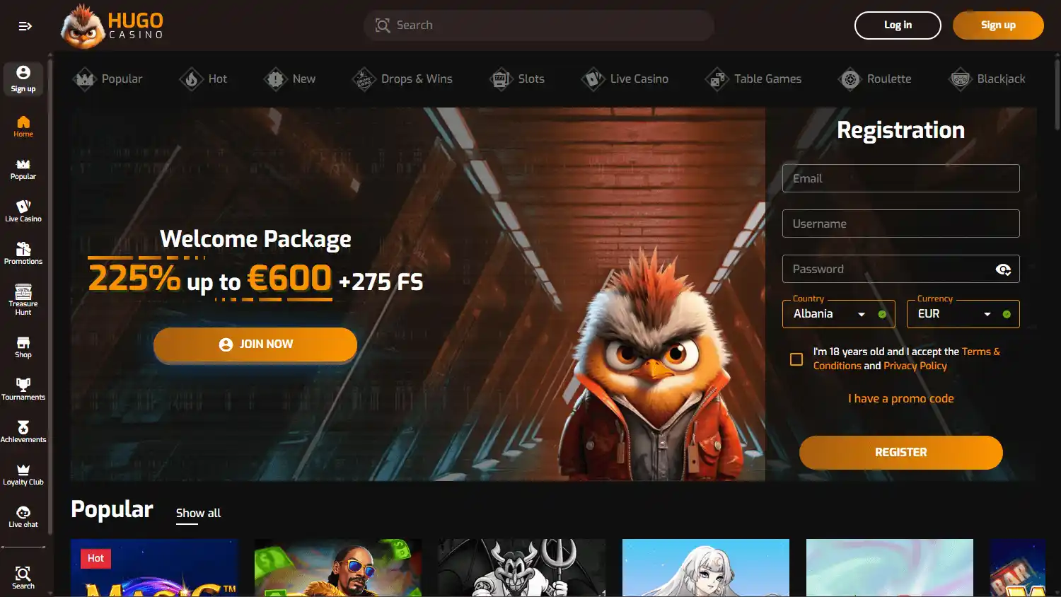 Hugo Casino screenshot 1