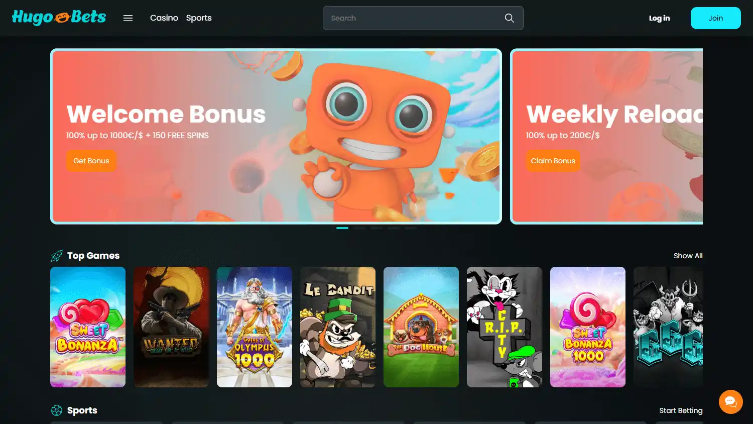 HugoBets Casino screenshot 1