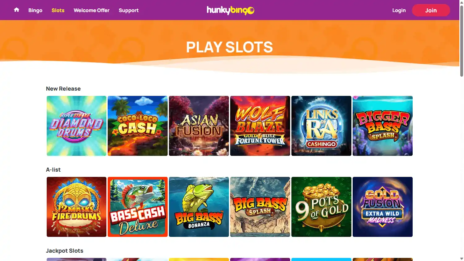 Hunky Bingo Casino screenshot 2