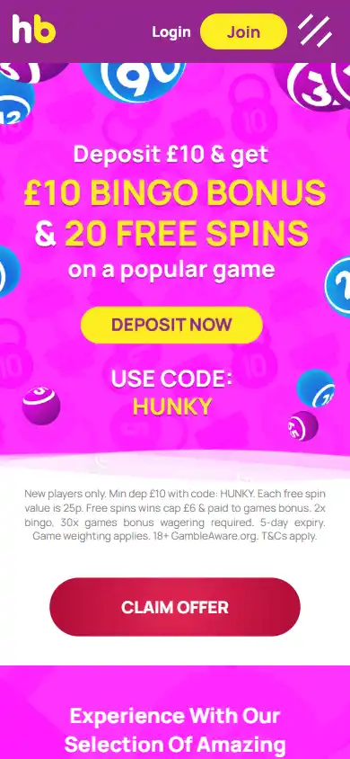 Hunky Bingo Casino screenshot 4