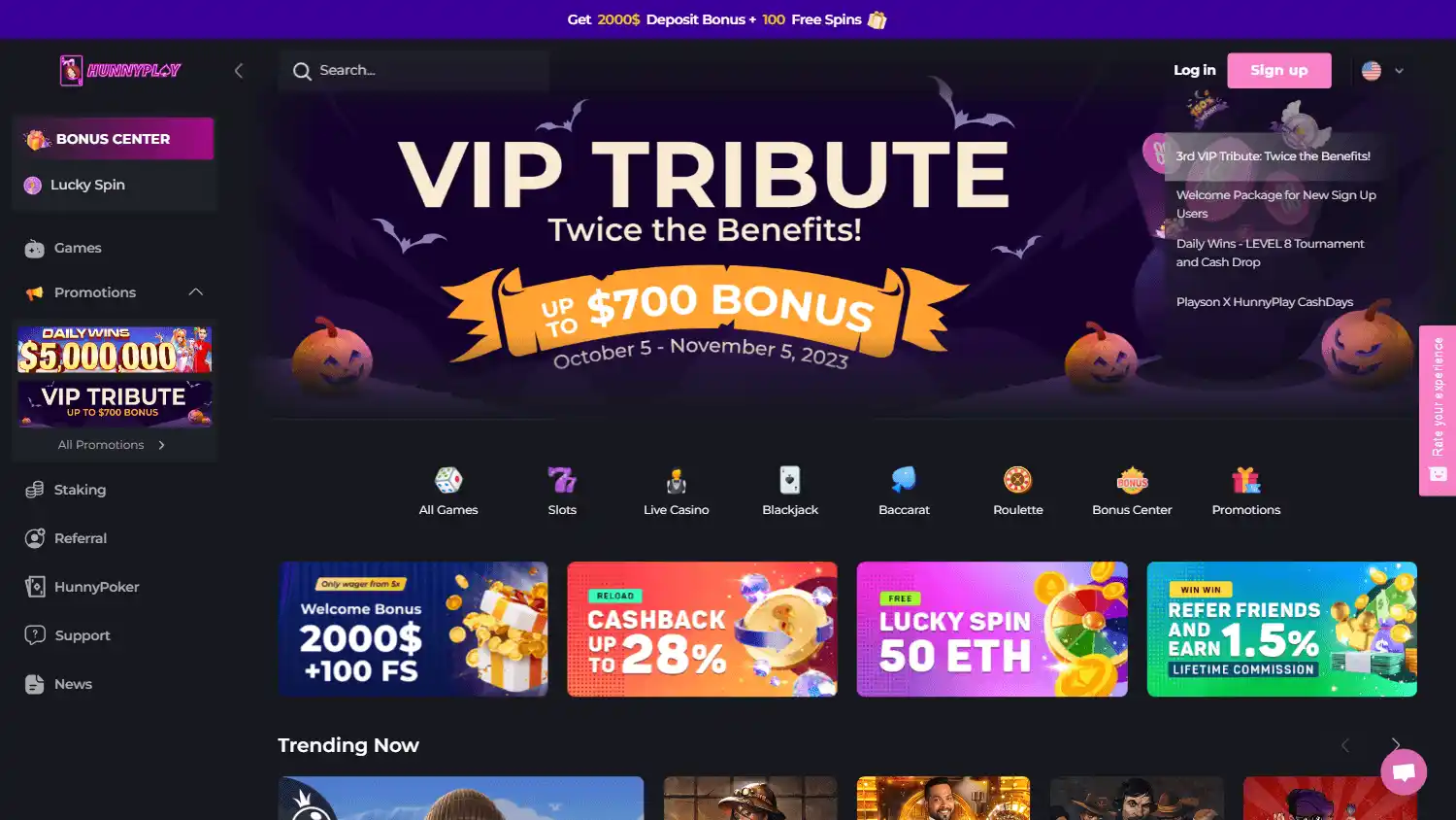 HunnyPlay Casino screenshot 1