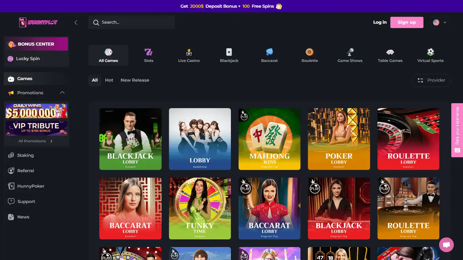 HunnyPlay Casino screenshot 2