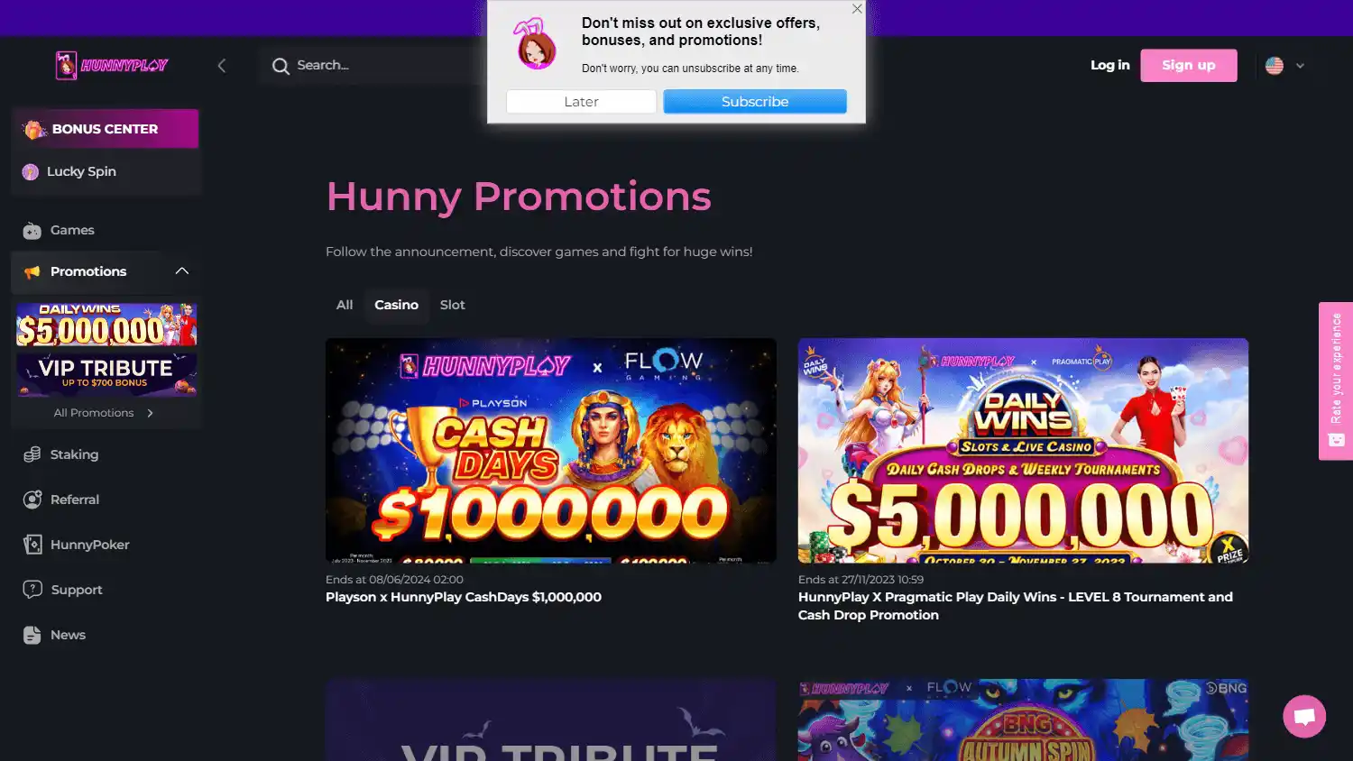 HunnyPlay Casino screenshot 3