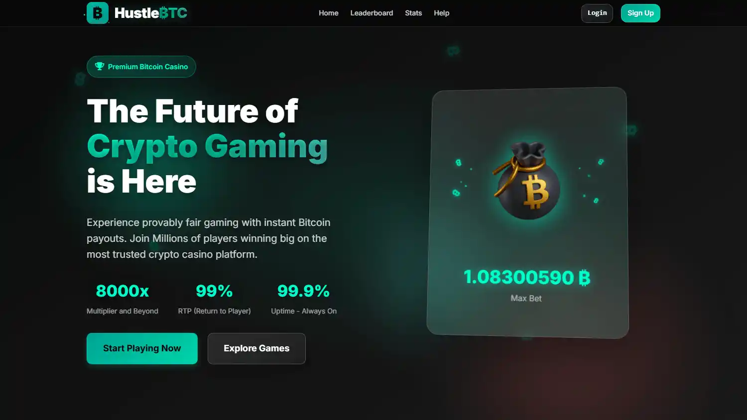 HustleBTC Casino screenshot 1
